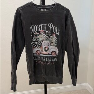 North Pole Christmas Tree Farm Graphic Crewneck Sweatshirt - Charcoal